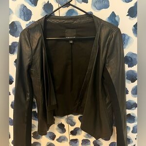 Open front leather jacket